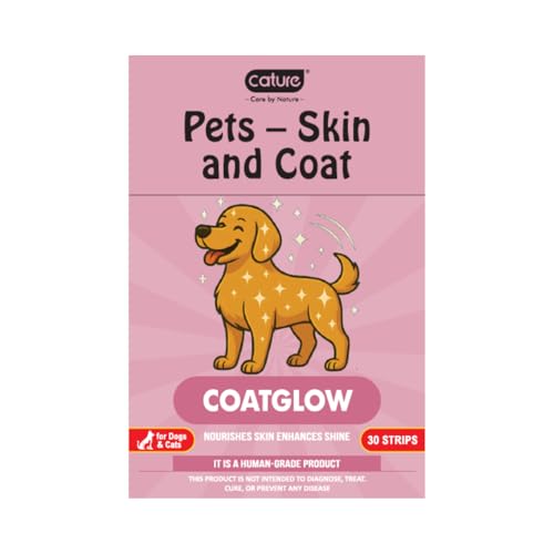 Cature Care by Nature CoatGlow Pets Skin & Coat Support for Dogs & Cats | Nourishes Skin & Enhances Shine | Human-Grade Formula | 30 Strips