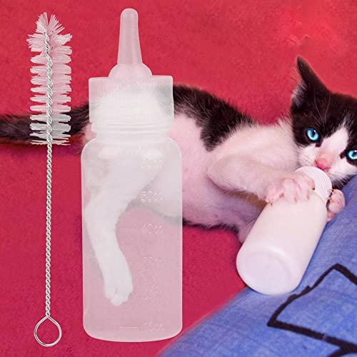 Pssopp Pet Milk Bottle, 60 ml Silicone Transparent Milk Feeding Bottle for Small Animals, Dog, Cat, Puppy, Kitten, Kitty