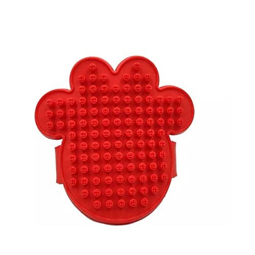Emily Pets Dog Grooming Shampoo Brush, Bathing Combing and Deshedding Silicone Brush Pet Soothing Massage Rubber Bristles Curry Comb, Bath Gloves for Dogs and Cats (Red)