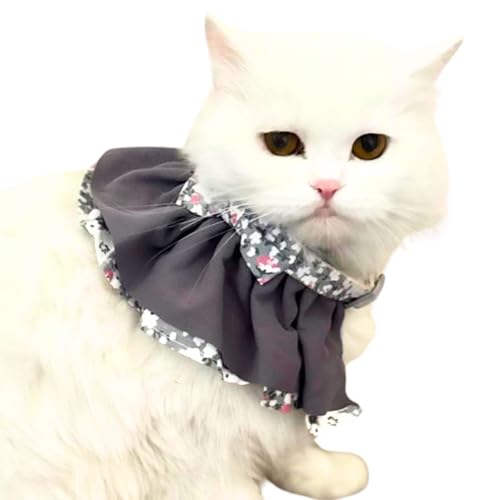 Lulala Floral Cat Collar with Bow – Adjustable Soft Fabric Pet Accessory for Cats & Kittens | Cute, Comfortable Outfit for Everyday Wear, Photoshoots & Special Occasions (Large)