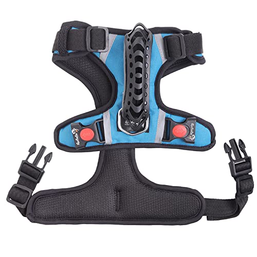 Lulala Dog Harness No Pull,Reflective Strong Dog Harness,Dog Vest with Molle & Sturdy Handle,No Choke Front Lead Breathable Dog Harness,Adjustable Soft Padded Pet Vest with Easy Control(L,Sky Blue)