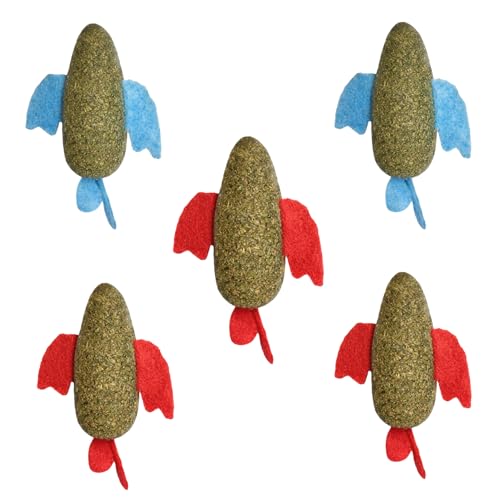Cature Catnip Fish Toys for Cats, Natural Catnip Chew Toys with Soft Feathers, Interactive Boredom Busters for Kittens and Indoor Cats (5 Pieces)