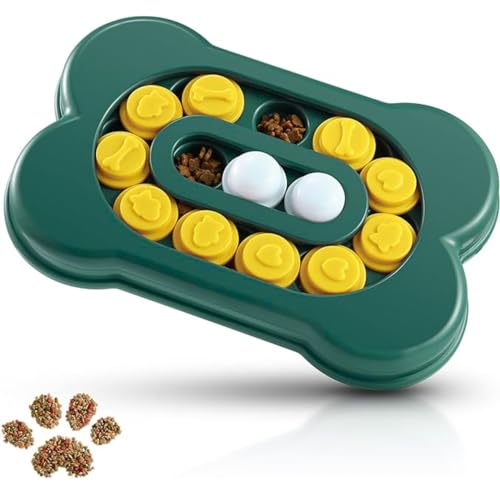 Emily Pets Dog Slow Feeder Bowl, Puzzle Toy for Dispensing Treats, Pet Play Toys Game for Training IQ and Feed, Interactive Food Bowls Dispenser for Small, Medium, Large - Dogs, Cats & Puppies - Green