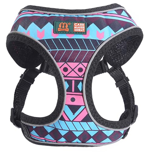 Emily Pets Dog Harness Nylon Reflective Dog Cat Harness Vest Printed French Bulldog Harness Puppy Small Medium Dogs Cats Harness for Dogs and Cats (Purple, L)