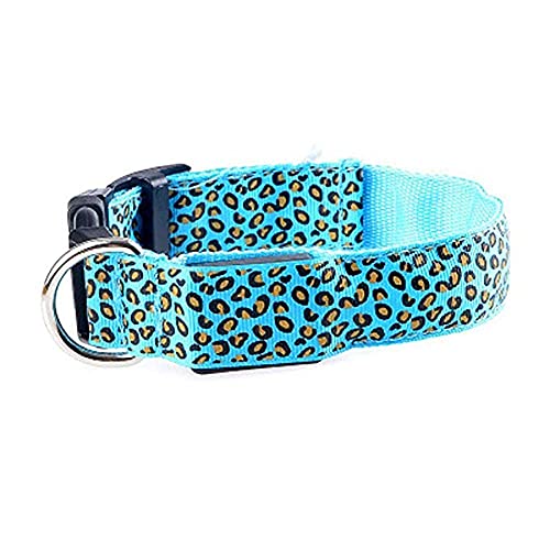 Emily Pets -Pesp LED Luminous Pet Dog Collar Leopard Glowing Flash Puppy Collar for Night Safety Light-up Adjustable Necklace for Small Medium Large Dogs (Multi Colour)