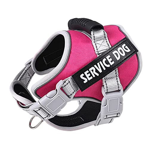 Emily Pets Service Dog Harness, No Pull in Trainning Dog Harnesses with Handle & Adjustable and Reflective No Chock for Small Medum Large Pets Walking and Running(Dark Pink,Large)