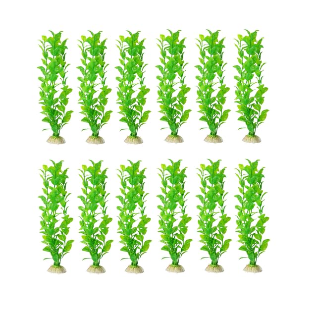 Cature Aquarium Plant Set, Resin Aquarium Decorations, Tall Artificial Aquarium Fake Plants, Fish Tank Decorations for Tropical Fish, Plastic Plants for Fish Tank 12 Pcs