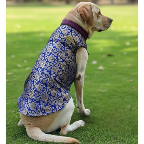 Lulala Customized Pet Apparel | Personalized Size and Colour Pet Dress, Gold Brocade Pattern, Decorative Pet Apparel