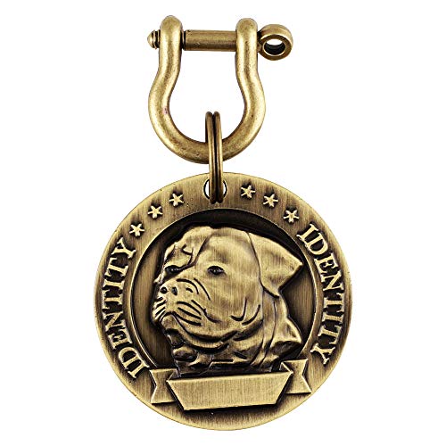 emily pets Brass Round Shape Dog Print Collar Tag Cum Collar Charm for Dog & Puppy