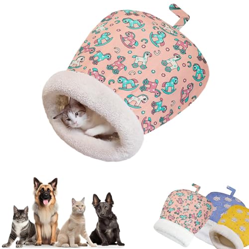 Cature Cat Sleeping Bag Bed for Indoor Cats | Self-Warming 360° Wrap Cat Cave | Cozy Plush Pet Bed | Washable Soft Cat House | 23 x 17.7 x 9.8 Inches