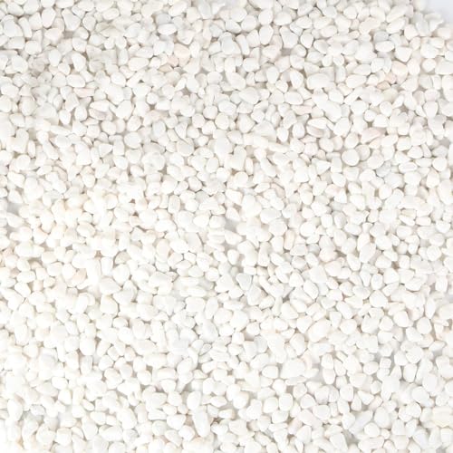 Cature Care by Nature White Polished Gravel Stones for Fish Tank Fillers, Assorted Crushed Stone Pieces for Vases Fillers Plants Home Decor Pebble Stones (9.9kg)(0.8-1.0Cm)