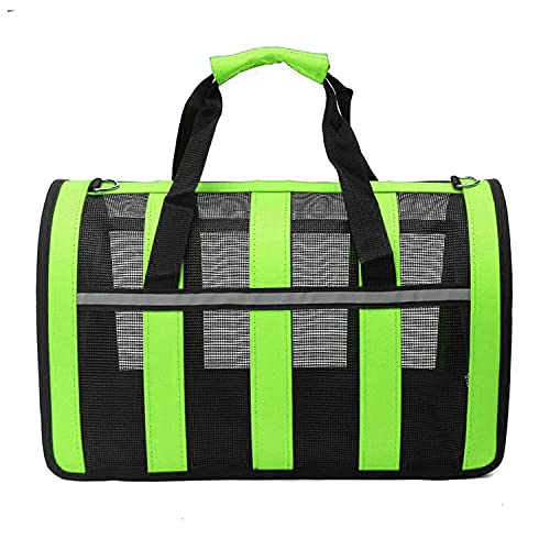 Emily Pets Pet Bag, Outdoor Oxford Striped Grid The Portable Dog Out Super Breathable Travel Cat Backpack for Go Bag Safe(Green)