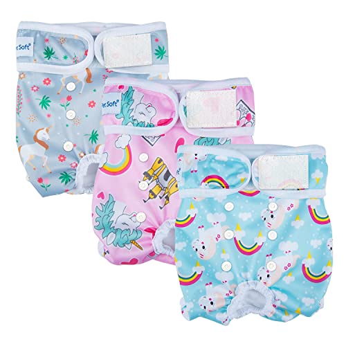 Pet Soft Female Dog Diapers, 3Pack Washable Dog Diapers Female for in Heat Reusable Period Panties, Puppy (Animals, L)