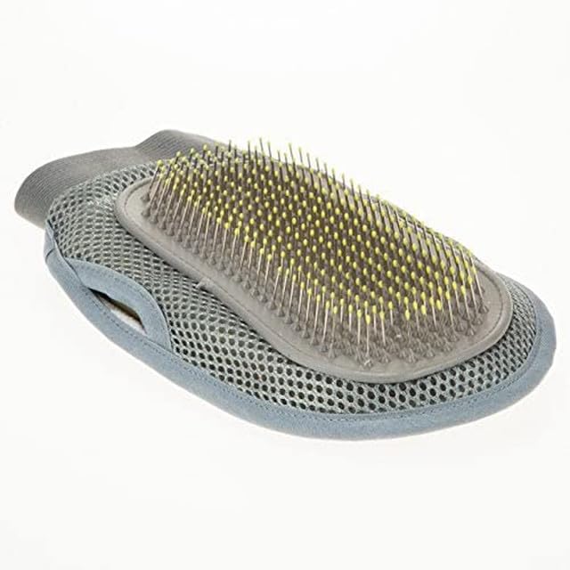 Emily Pets Professional Grooming, Massage Fur Brush, Pet Combing Glove Brushes for Dogs & Cats (Grey)