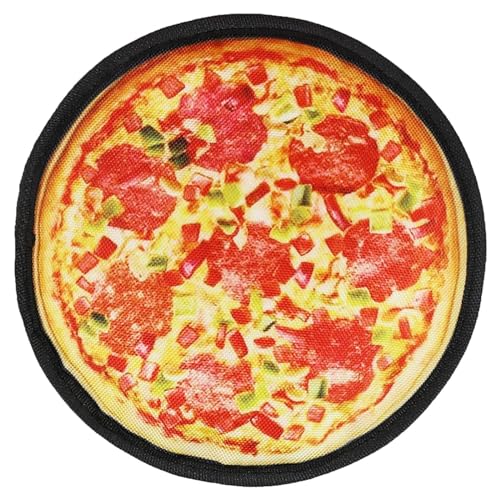 Cature Dog Frisbee Toy Interactive Dog Flying Disc Squeaky Toys for Dogs Stress Release Game for Boredom Dog Squeak Toys for Small Medium and Large Size Dogs (Pizza)