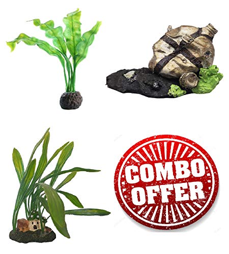 SRI Aquarium Decorative Artificial Plastic Plant with Disposal Bottle Decorative Ornaments for Fish Tank