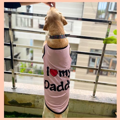 Lulala Pet t-Shirt Printed Round Neck Sleeveless Dog Vest Tank T-Shirt/Tees Apparel/Clothes/Tees Gift for Small Medium and Large Dogs Cats Pink (12 Inch)