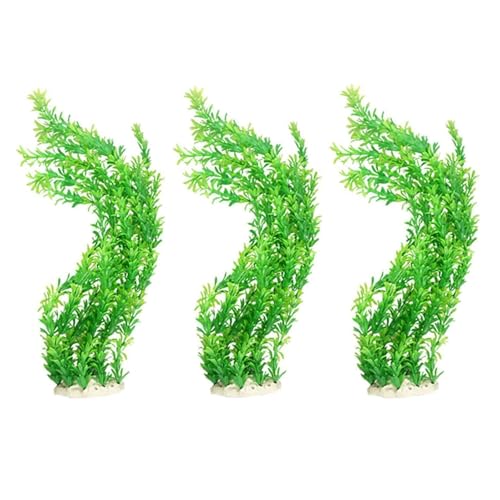 Cature Plastic Aquarium Plant Set, 14 Inch High Green Water Grass Lifelike Attractive Decoration, Fish Tank Plant Decoration, Artificial Water Plants for Aquarium, 3 PCS