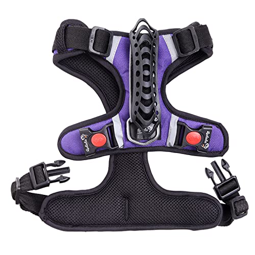 Lulala Dog Harness No Pull,Reflective Strong Dog Harness,Dog Vest with Molle & Sturdy Handle,No Choke Front Lead Breathable Dog Harness,Adjustable Soft Padded Pet Vest with Easy Control(XL,Purple)