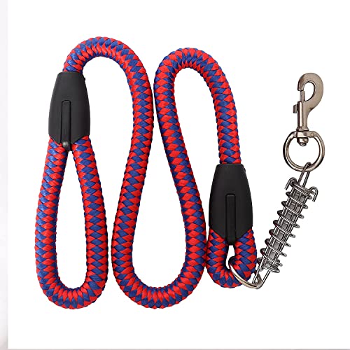Emily Pets 5FT Heavy Duty Dog Leash - Highly Reflective Threads Nylon Rope with Comfortable Handle and Explosion-Proof Spring for Medium and Large Dog (Pink-Blue)