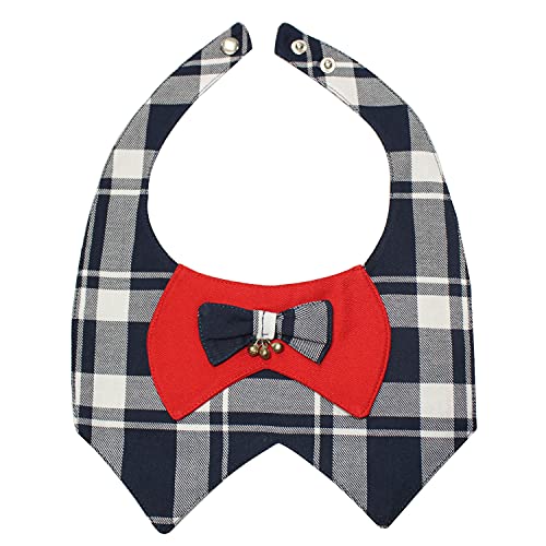 emily pets Bandana Collar Fashion Classic Plaid Bow Tie Dog Collar for Medium Adjustable Dog Collar and Bandana for Large Dog Bandana Collar for Small Dogs (XS, Blue)