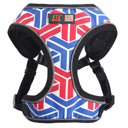 Emily Pets Dog Harness Nylon Reflective Dog Cat Harness Vest Printed French Bulldog Harness Puppy Small Medium Dogs Cats Harness for Dogs and Cats (Blue, XS)