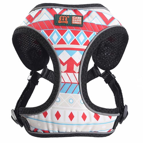 Emily Pets Dog Harness Nylon Reflective Dog Cat Harness Vest Printed French Bulldog Harness Puppy Small Medium Dogs Cats Harness for Dogs and Cats (Grey, S)