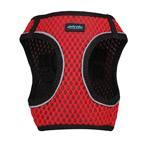 Emily Pets Cat Harness, No Choke Front Lead Cat Harness with Leash Huck Attachments, Adjustable Soft Padded Pet Vest Harness with Easy Control for Rebbit and Cats/Puppy(Small,Red)