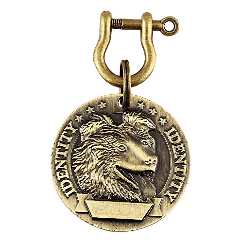 Emily Pets Brass Round Shape Dog Print Collar Tag Cum Collar Charm for Dog & Puppy