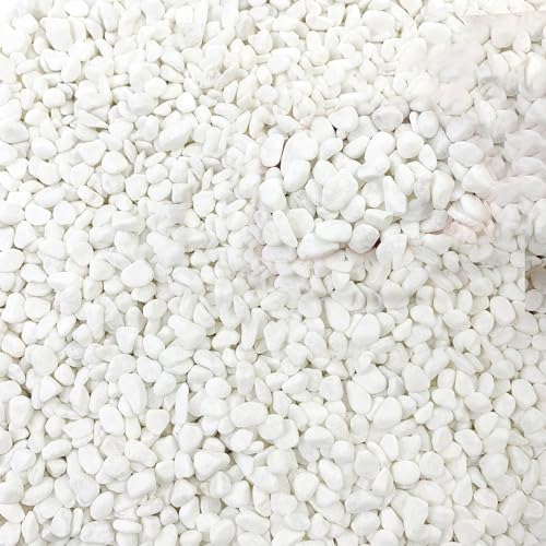 Cature Care by Nature White Polished Gravel Stones for Fish Tank Fillers, Assorted Crushed Stone Pieces for Vases Fillers Plants Home Decor Pebble Stones (1.95kg)(0.9-1.2Cm)
