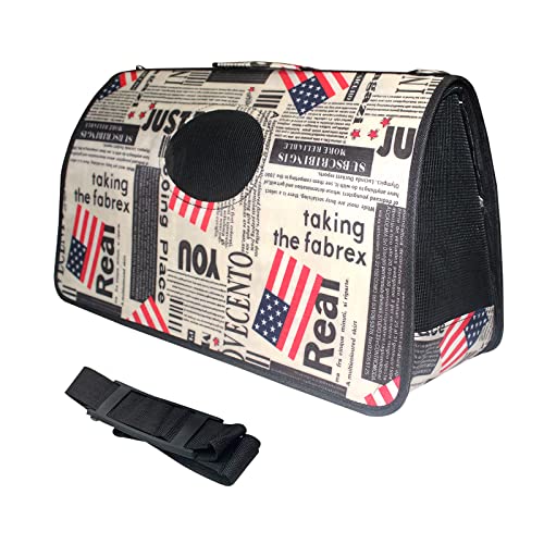 Emily Pets Hard Cover Portable Tote Soft Breathable Comfort Transport Shoulder Bag for Small cat Dog (Barrel Printed, Medium)
